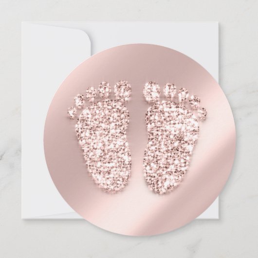 Baby shower Foto Confetti Feet Roos Gold Kaart (Achterkant)