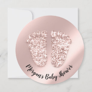 Baby shower Foto Confetti Foot Feet Gold Kaart