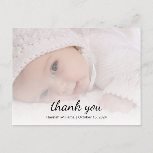 Baby shower foto eenvoudige zonnebloem dank u briefkaart (Voorkant)