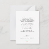 Baby shower foto liefde en bedankt bedankt notitiekaartje (Achterkant)