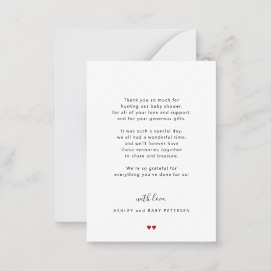 Baby shower foto liefde en bedankt bedankt notitiekaartje (Achterkant)