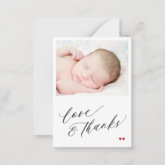 Baby shower foto liefde en bedankt bedankt notitiekaartje (Voorkant)
