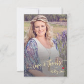 Baby shower foto modern liefde en dank script bedankkaart (Voorkant)