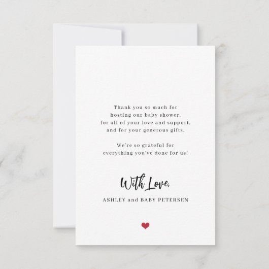 Baby shower foto moderne liefde en bedankt script (Achterkant)