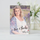 Baby shower foto moderne liefde en dank script bedankkaart (Staand voorkant)
