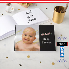 Baby shower Foto Monogram 🍼 Beste wensen Gastenboek