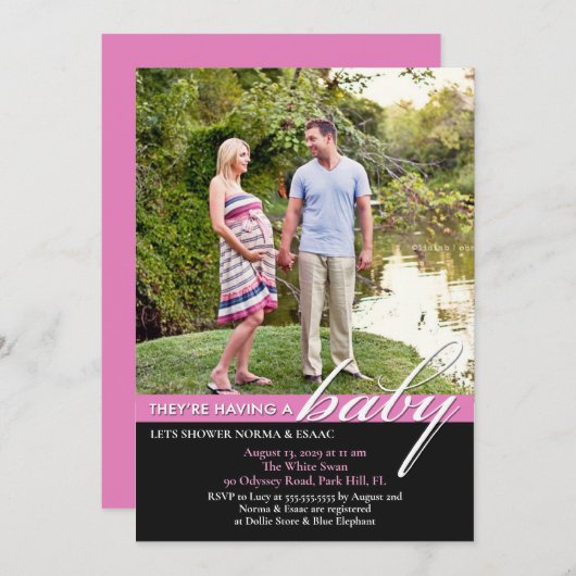 Baby shower foto platte uitnodiging (Voorkant / Achterkant)