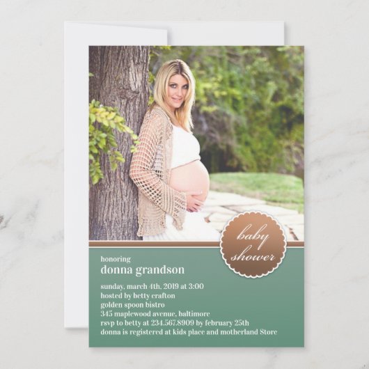 Baby shower foto platte uitnodiging (Voorkant)