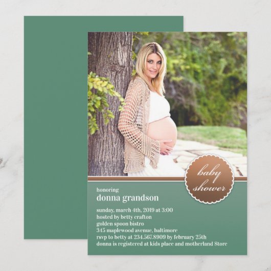 Baby shower foto platte uitnodiging (Voorkant / Achterkant)