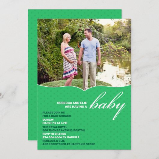 Baby shower foto platte uitnodiging (Voorkant / Achterkant)