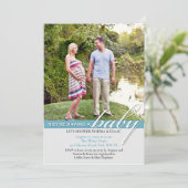 Baby shower foto platte uitnodiging (Staand voorkant)