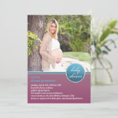 Baby shower foto platte uitnodiging (Staand voorkant)