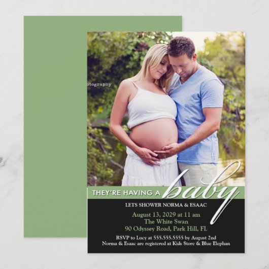 Baby shower foto platte uitnodiging (Voorkant / Achterkant)