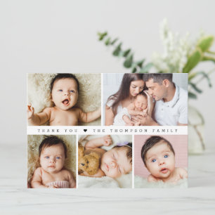 Baby shower Fotocollage Eenvoudig Bedankkaart