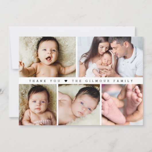 Baby shower Fotocollage Eenvoudig Bedankkaart (Voorkant)