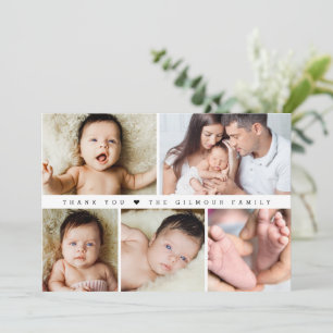 Baby shower Fotocollage Eenvoudig Bedankkaart