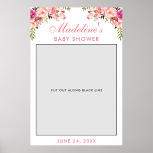 Baby Shower Fotohut Prop   Roze Bloemen Poster