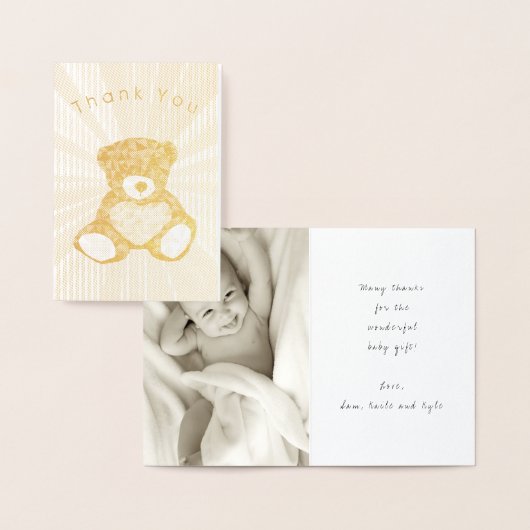 Baby shower Fototemplate Bedankt Gold Kaart (Display)