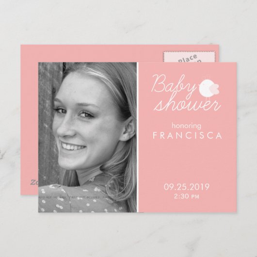 Baby shower Fotouitnodigingen met Vogel Briefkaart (Voorkant / Achterkant)