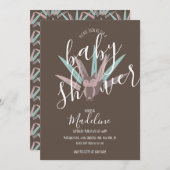 Baby shower Fox Bohemian Feathers Kaart (Voorkant / Achterkant)