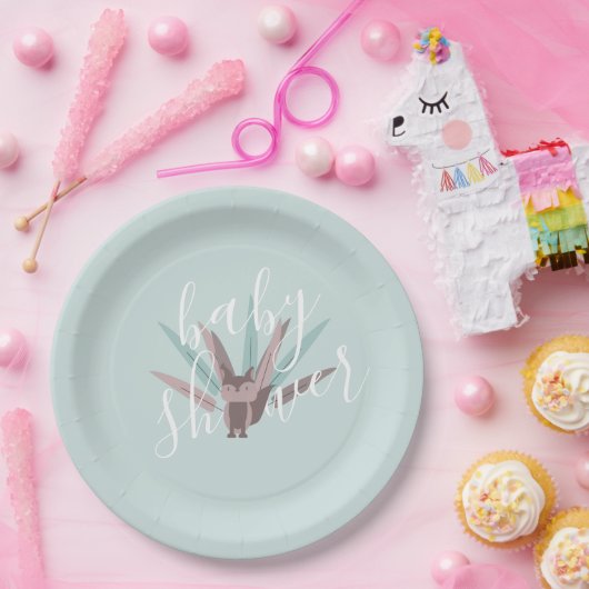 Baby shower Fox Bohemian Feathers Papieren Bordje (Feest)