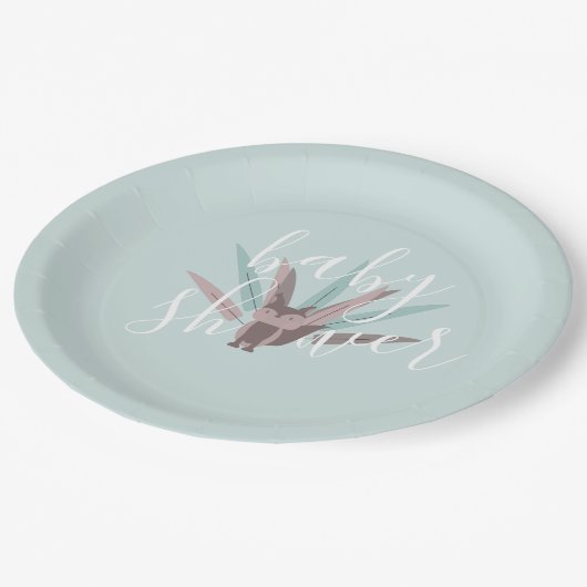 Baby shower Fox Bohemian Feathers Papieren Bordje (Gekanteld)