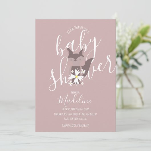 Baby shower Fox Bohemian Uitnodiging (Staand voorkant)