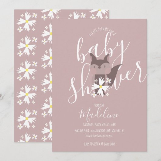Baby shower Fox Bohemian Uitnodiging (Voorkant / Achterkant)