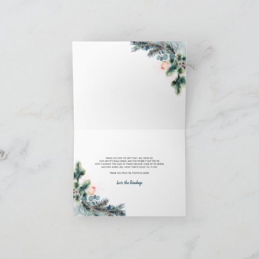 Baby shower Fox Dank u Bedankkaart (Binnen)