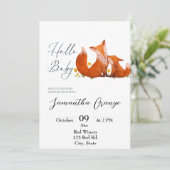 Baby shower Fox Uitnodiging (Staand voorkant)