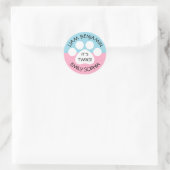 Baby shower - Fraterale tweeling - Paw Print Thema Ronde Sticker (Tas)