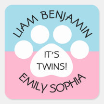 Baby shower - Fraterale tweeling - Paw Print Thema