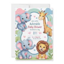 Baby shower - Fun Cartoon Animal Invitation