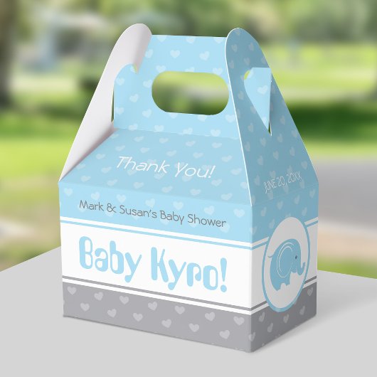 Baby shower Gable Box met Elephant - Baby Boy Bedankdoosjes