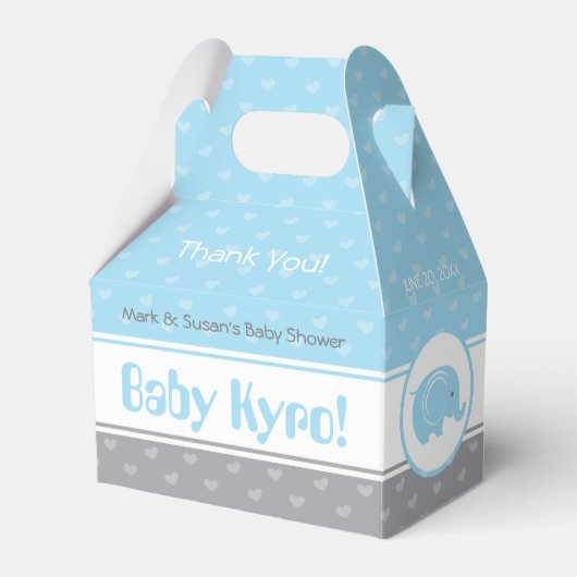 Baby shower Gable Box met Elephant - Baby Boy Bedankdoosjes (Voorkant Zijde)