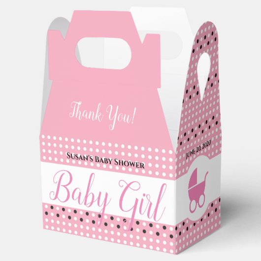 Baby shower Gable Box met Stroller - Baby Girl Bedankdoosjes (Geopend)