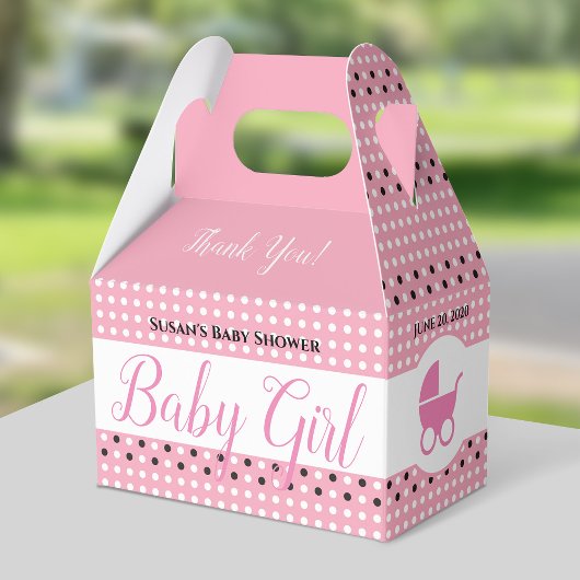 Baby shower Gable Box met Stroller - Baby Girl Bedankdoosjes