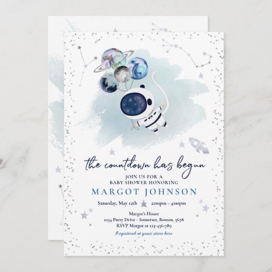 Baby shower Galaxy Baby shower Inv Kaart (Voorkant / Achterkant)