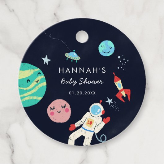 Baby shower Galaxy Boy Bedankjes Labels (Voorkant)