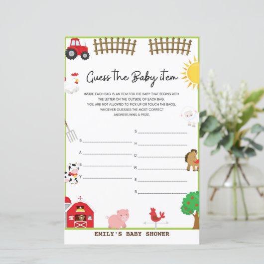 Baby shower game (Staand voorkant)