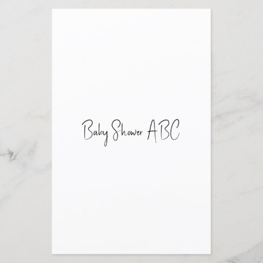 Baby shower Game ABC Names minimalistisch (Achterkant)