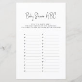 Baby shower Game ABC Names minimalistisch (Voorkant)