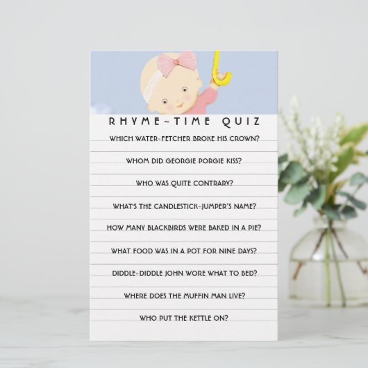 Baby shower Game Advies Kaarten (Staand voorkant)
