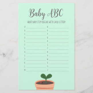 Baby shower game Baby ABC Flyer