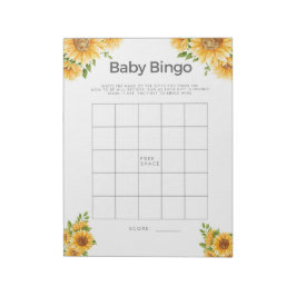 Baby shower Game Baby Bingo Yellow Sunflower Notitieblok