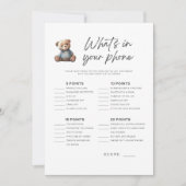 Baby shower Game Baby Boy Wat zit er in je telefoo Kaart (Voorkant)