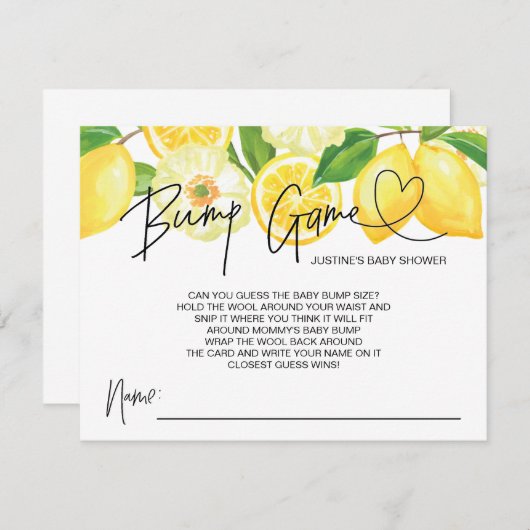 baby shower game Baby Bump Cards Lemons Informatiekaartje (Voorkant / Achterkant)