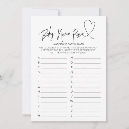 baby shower game Baby Race Card Kaart (Voorkant)