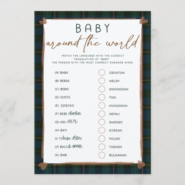 Baby Shower Game – Baby Translations (Voorkant)