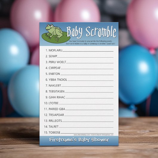 Baby shower game - Baby Word cramble